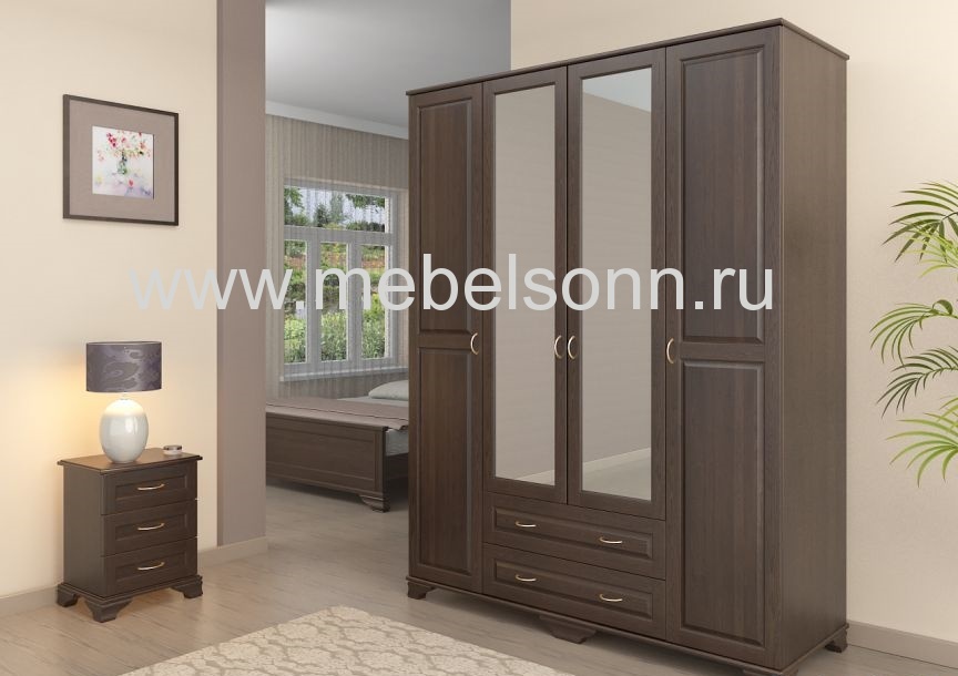 Шкаф "Витязь-119" с зеркалом по цене 61920 рублей - Шкафы из массива в интернет магазине 'Мебель и Сон'